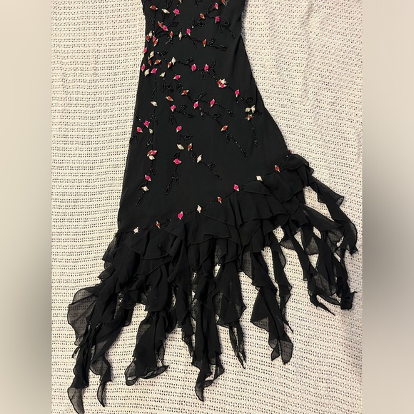 Vintage 90’s Y2K 100% Silk Dress Rose Vintage Beaded Dress Silk Slip Dress Fairy - Picture 9 of 17